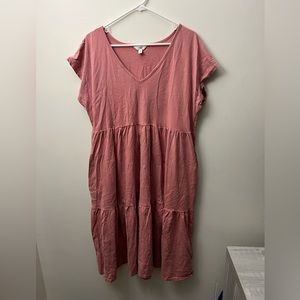 Pink layered look dress